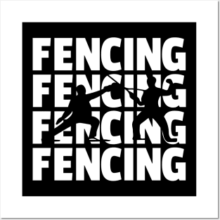 Men Fencing Silhouette Sword Foil Posters and Art